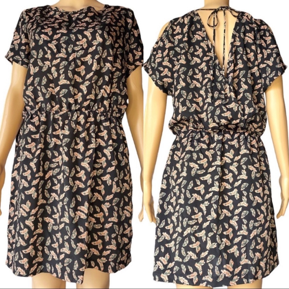 Janette | Falling Feathers Cold-Shoulder, Crisscross Open Back Dress